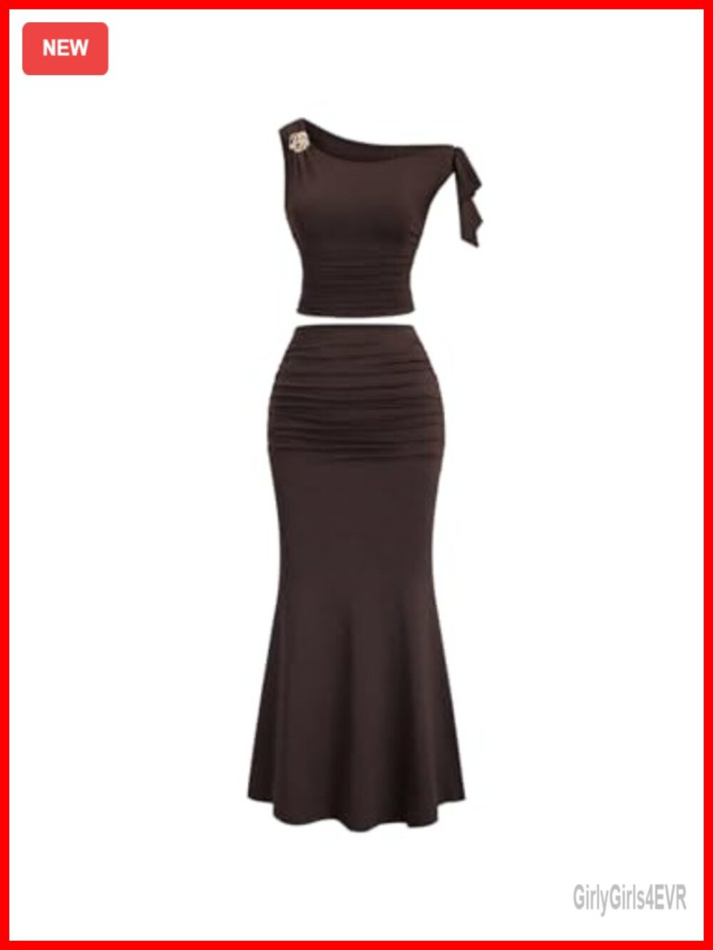 Off Shoulder Crop Top & Maxi Skirt Set Sleeveless Asymmetrical Neck Y2K